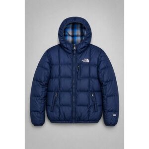The North Face Puffer Jacket Boys L 14 / 16 550 Down Fill Hooded Reversible
